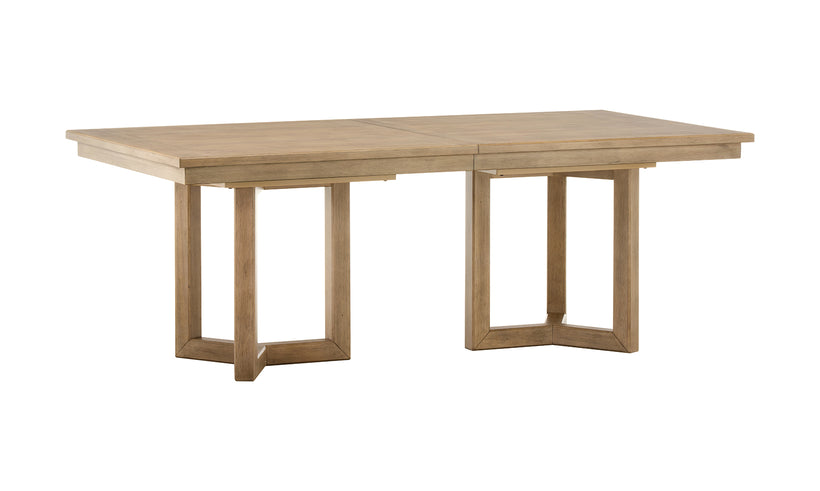 Wooden dining table on a white background